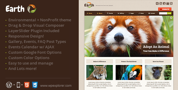 Earth - Eco, Environmental NonProfit WordPress Theme