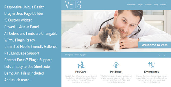 VETS - Veterinary Medical Health Clinic WP Theme