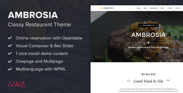 WordPress Restaurant and Cafe Themes