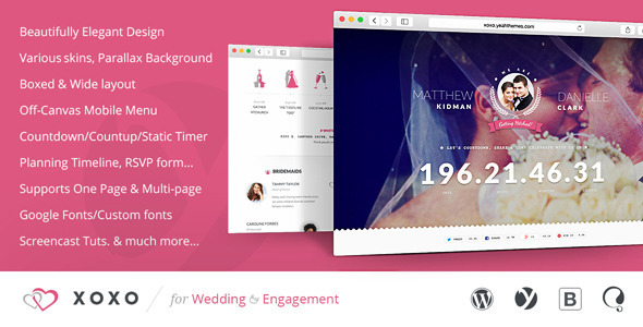 XOXO - Elegant Wedding WordPress Theme